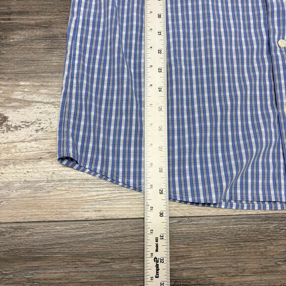 Johnnie-O‎ Prep-Formance Blue Plaid Mens Large Bamboo Nylon Button Down Shirt - Picture 8 of 9